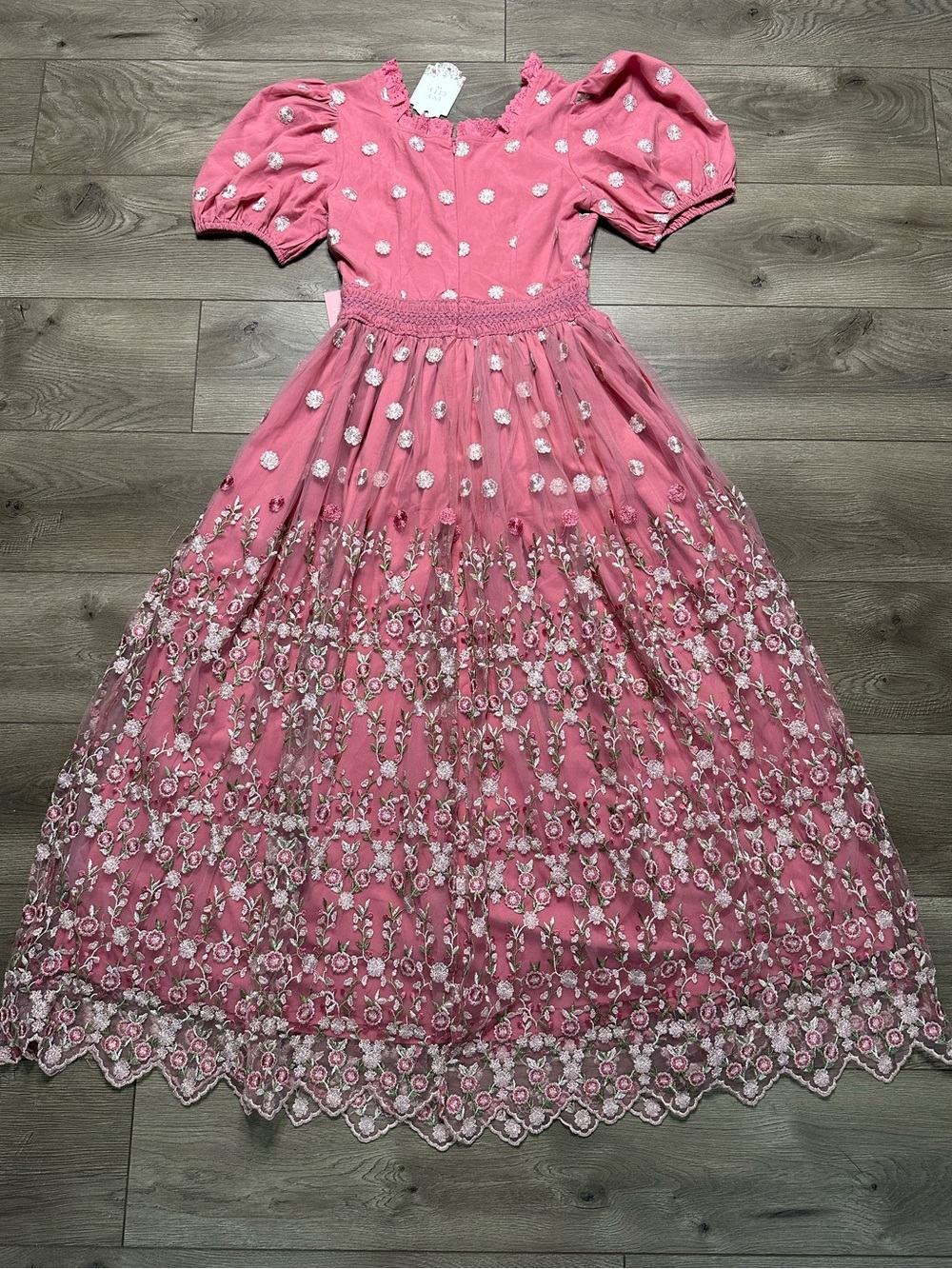 Ivy City Zoey Fairytale Floral Embroidered Garden Party Maxi Dress Pink Small - Picture 7 of 15